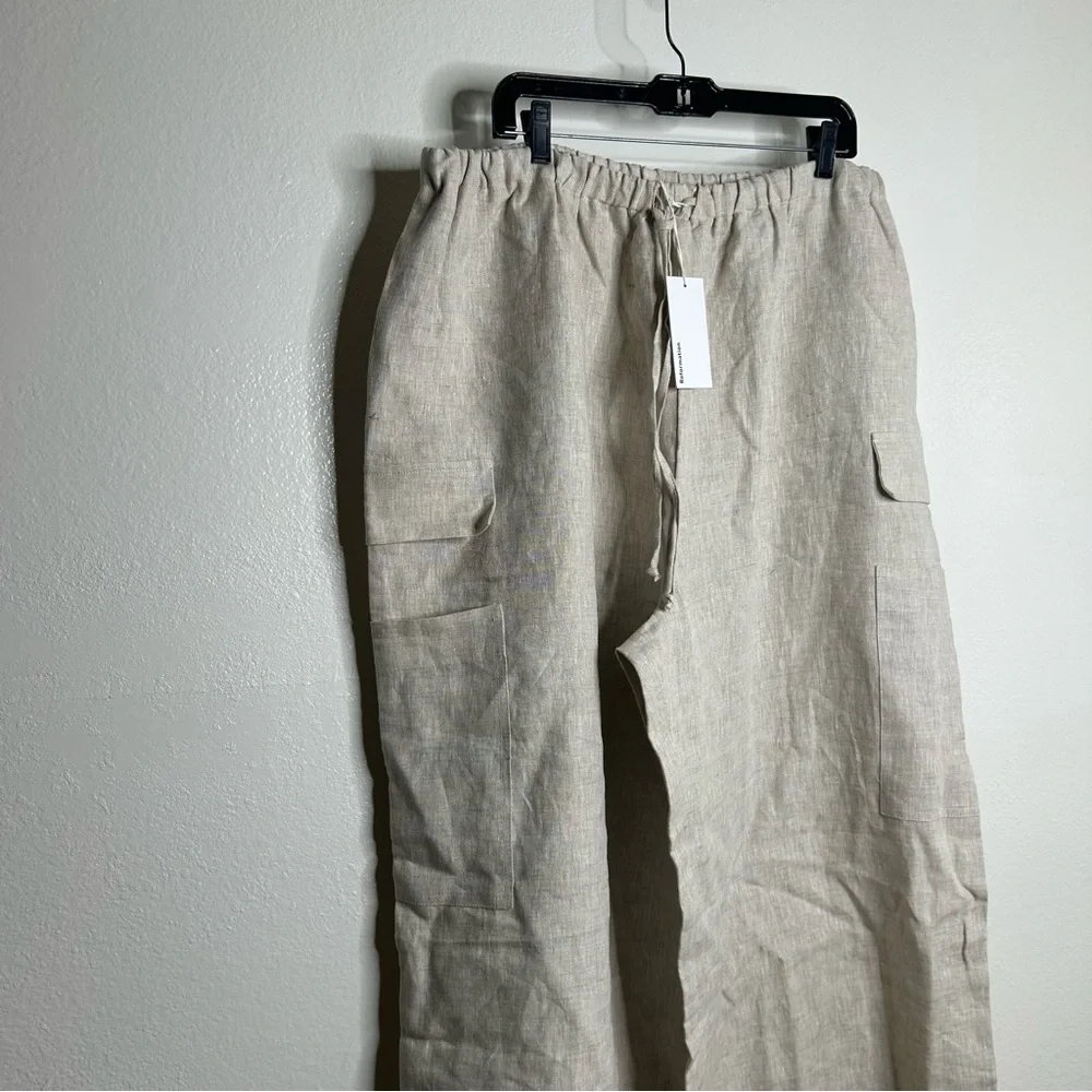 NWT Reformation 100% Linen Ethan Relaxed Fit Cargo Wide Leg Pant in Oatmeal